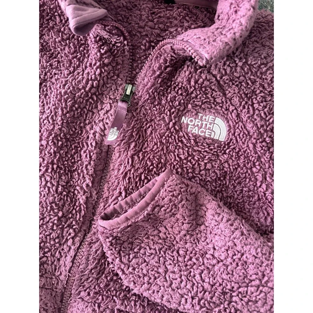 The North Face full zip fleece Jacket Coat Girls M 10/12 Purple Full Zip